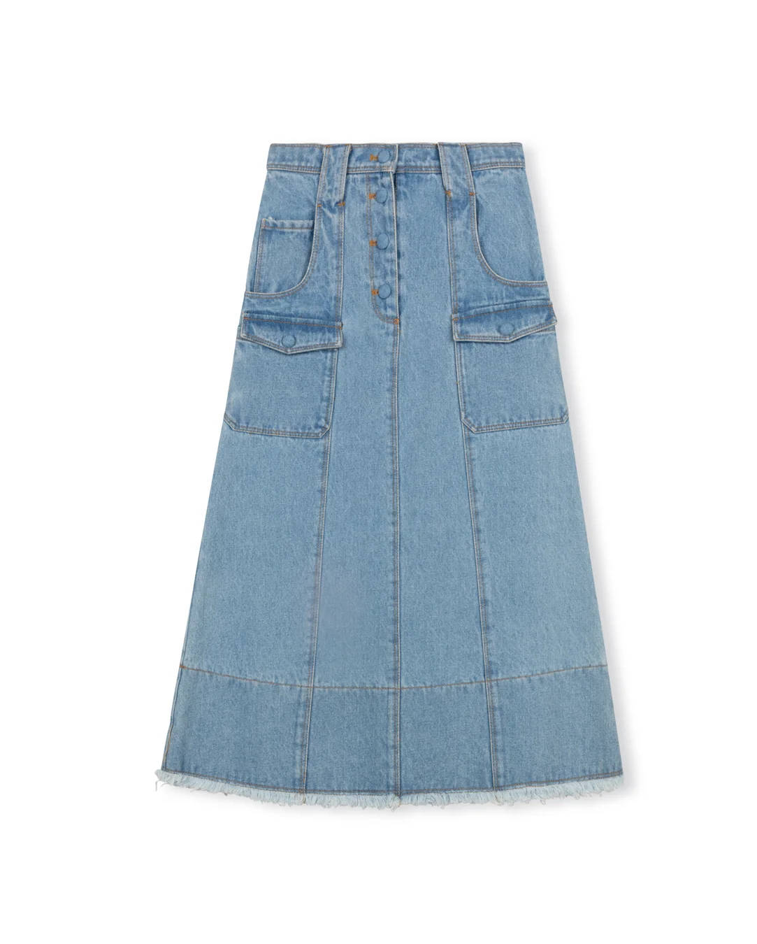 A Line Maxi Denim Skirt