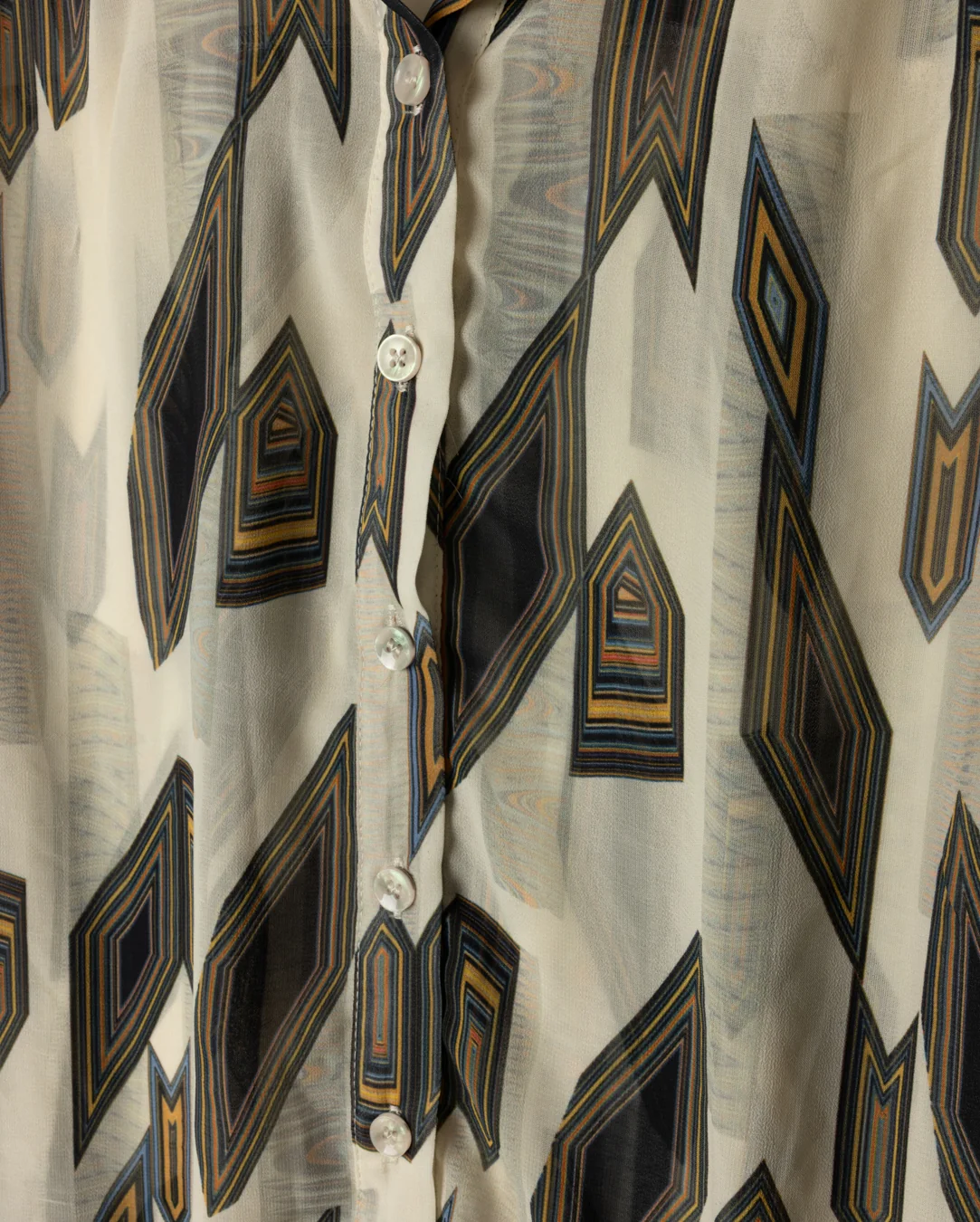 Aldot Chiffon Printed Trimmed Blouse - Image 2