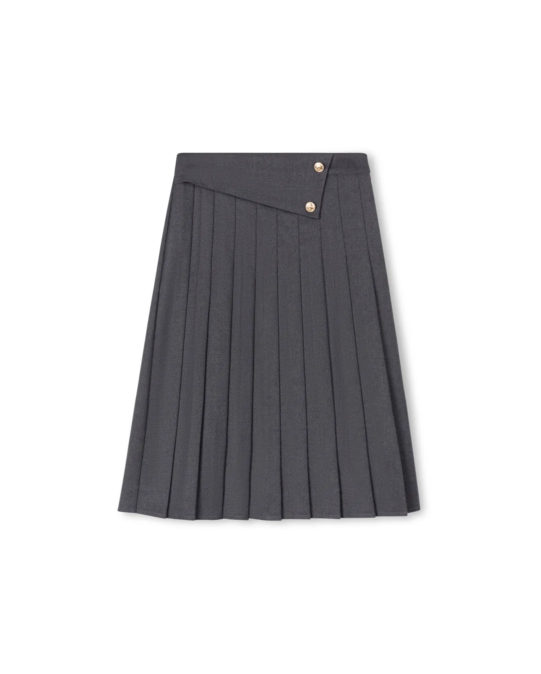 Blaze - Wool Pleated Flap Waist Skirt