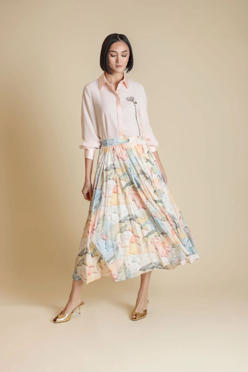 Brindle Sheer Beaded Flower Blouse - Image 2