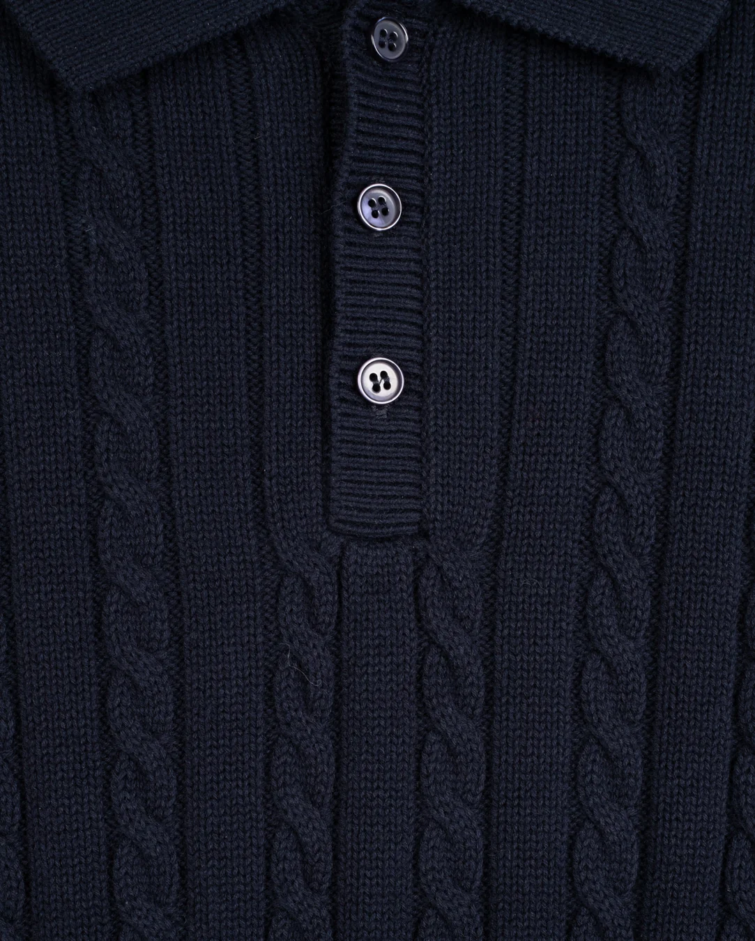 Cable Knit Long Sleeve Polo - Image 4