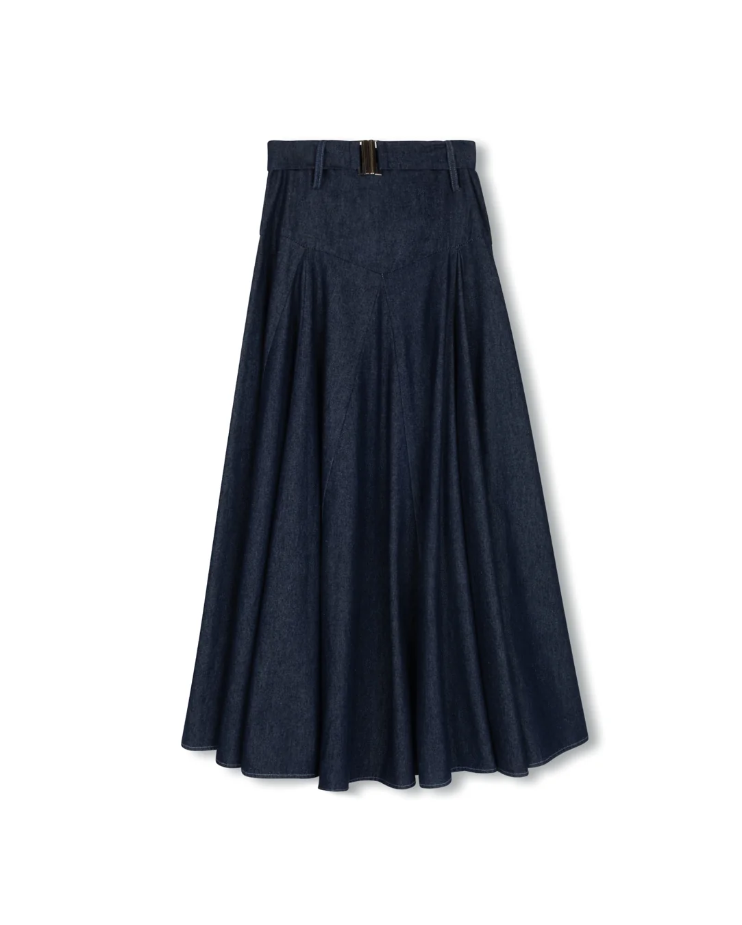 Chambray Denim Belted Skirt