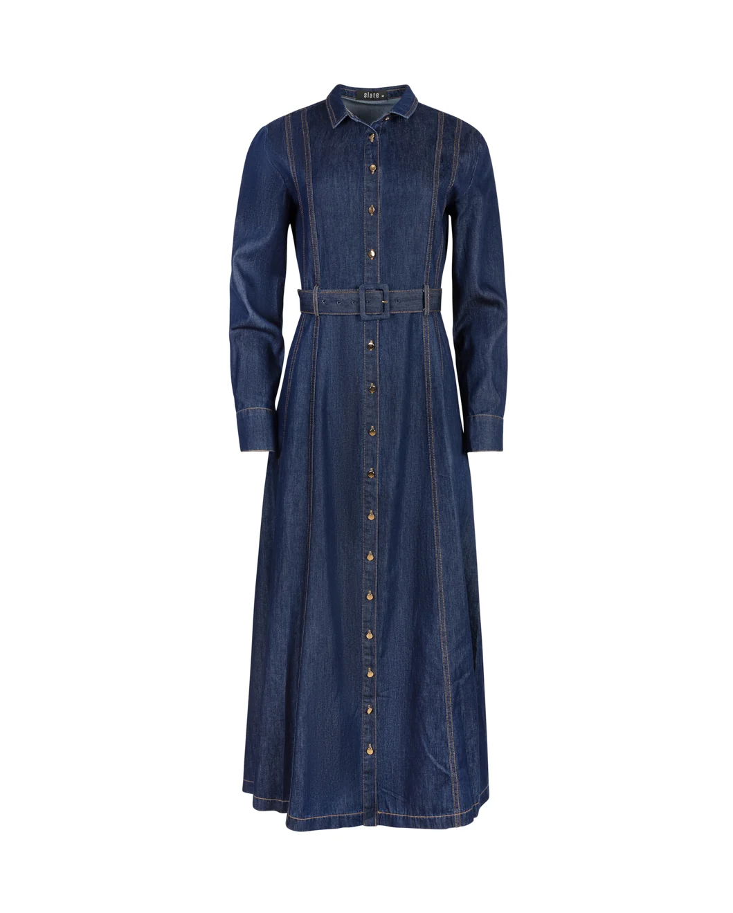 Chambray Seam Detailed Dress