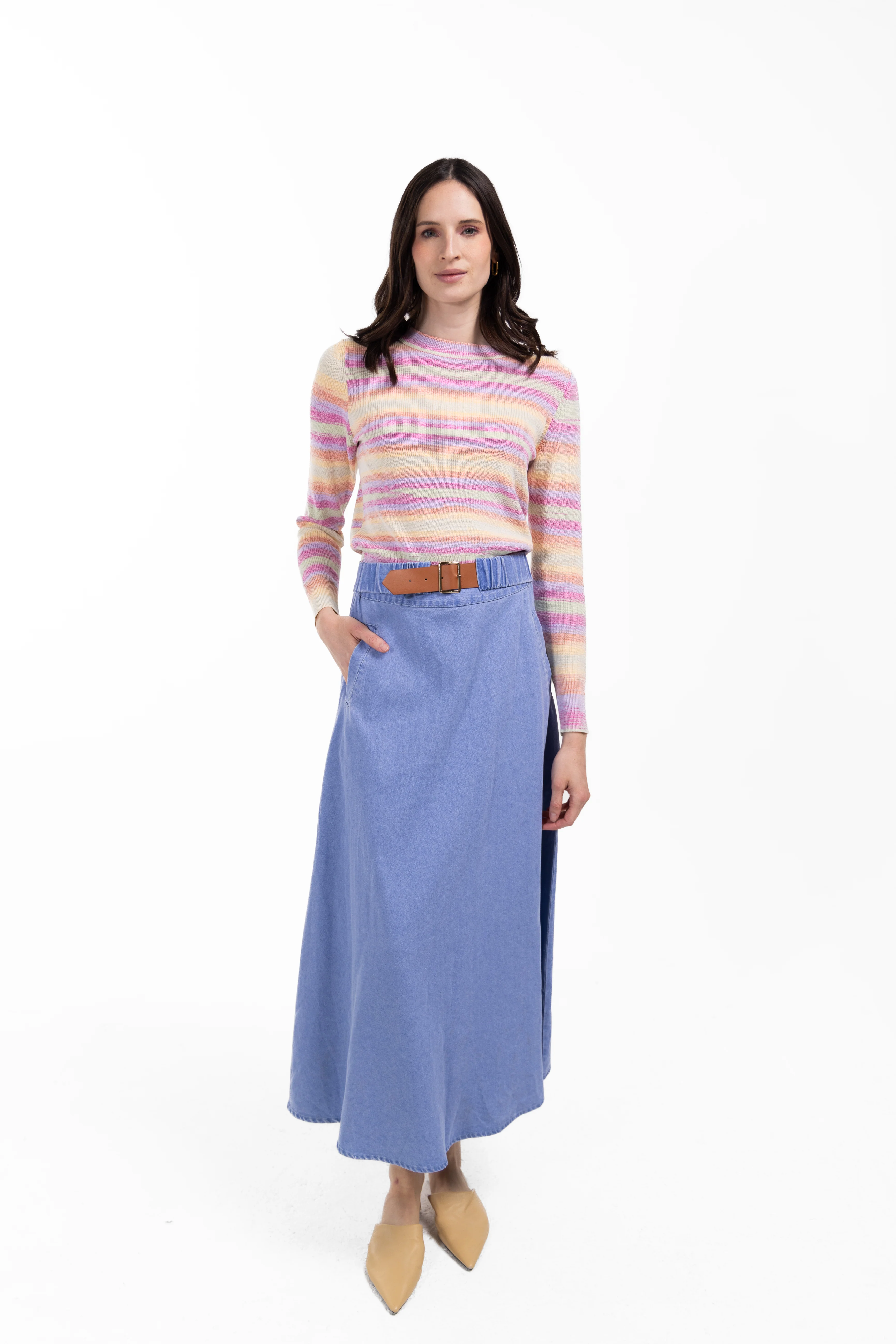 Denim Buckled Skirt - Image 5