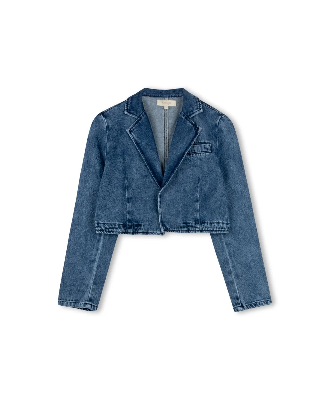 Denim Cropped Blazer - Image 3