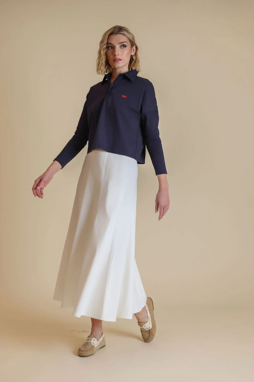 Denim Panel Belted Skirt - Image 6