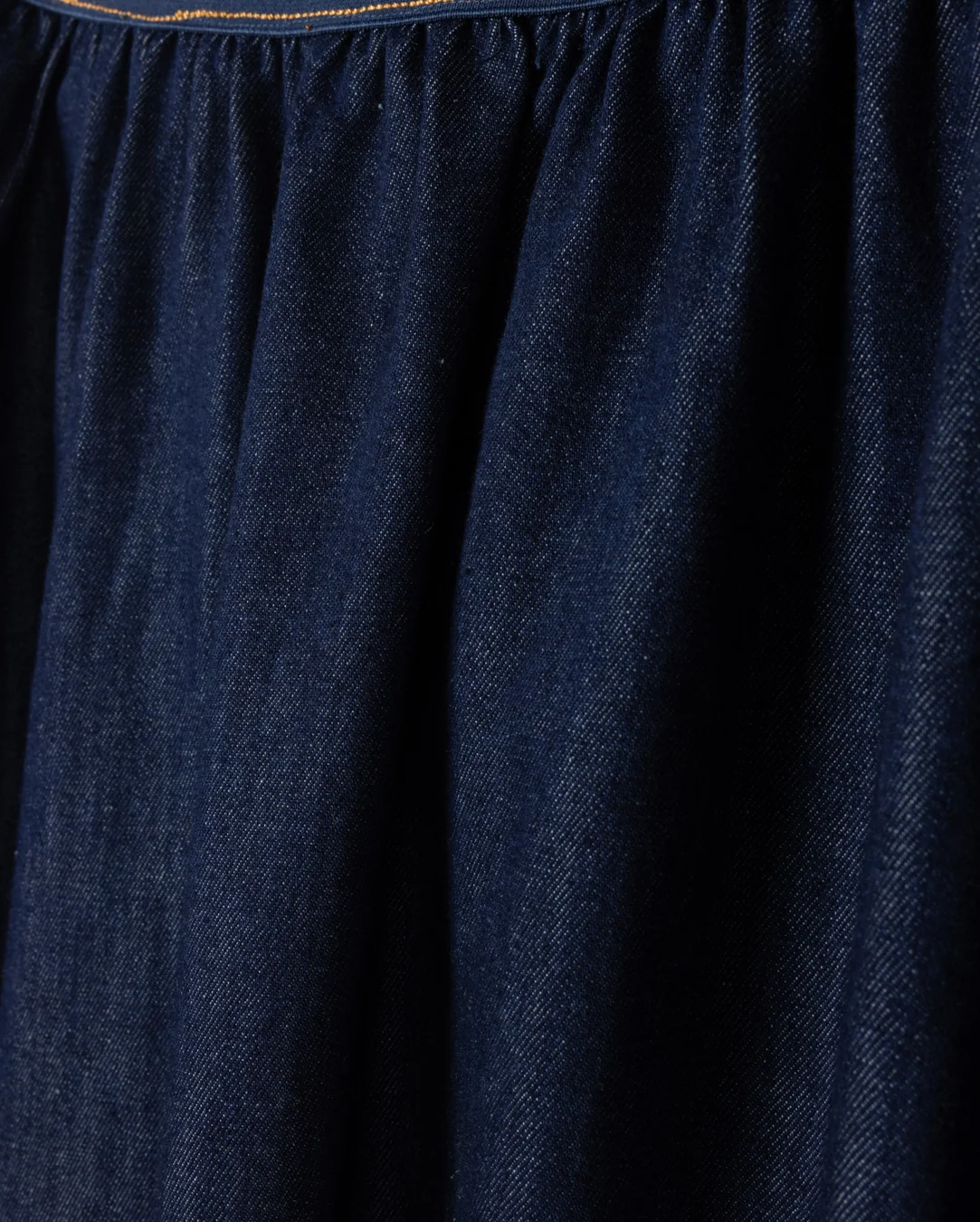 Denim Wide Elastic Band Midi Skirt - Image 4
