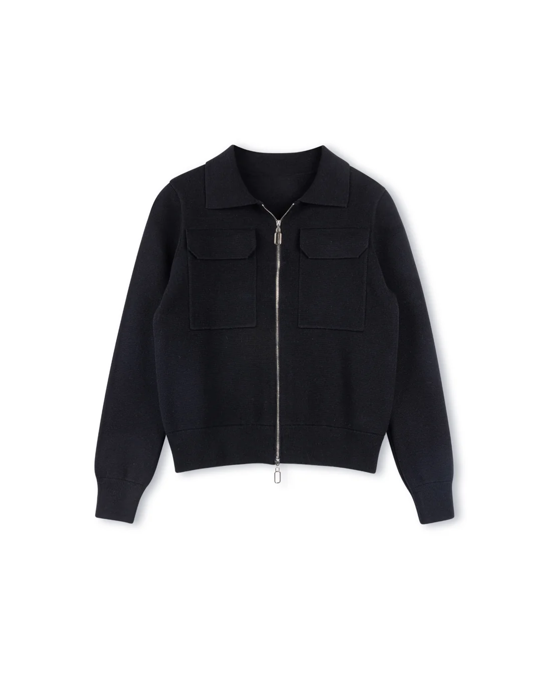 Double Pocket Zip Up Knit Jacket - Image 2