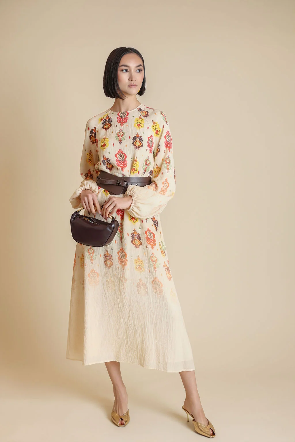 Faded Print Bubble Sleeve Dress - Image 3