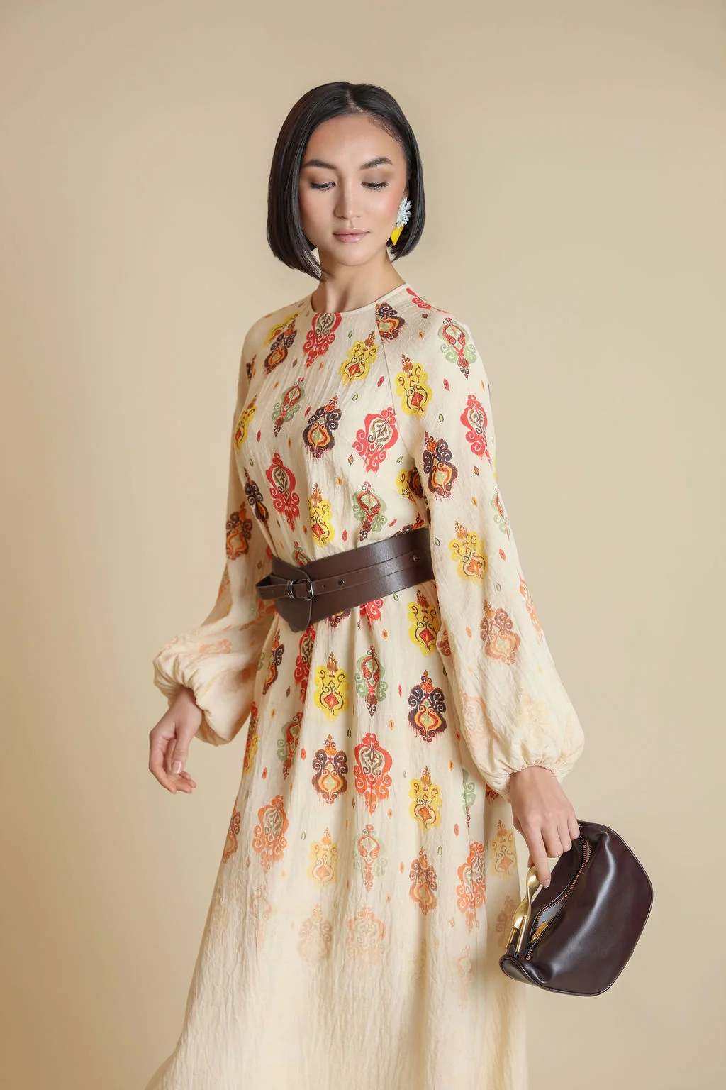 Faded Print Bubble Sleeve Dress - Image 4