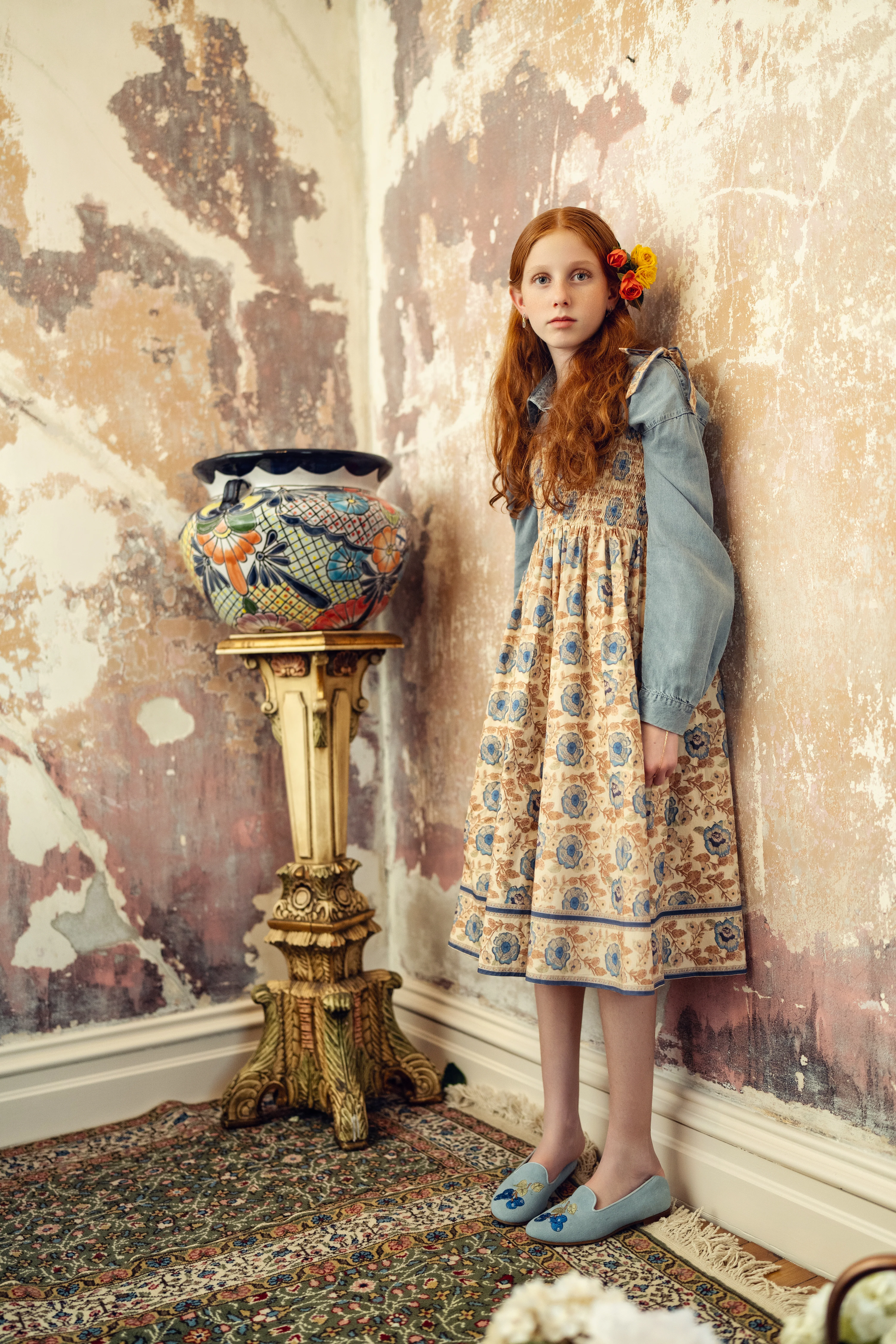 Fin - Smocked Top Big Print Midi Dress - Image 2