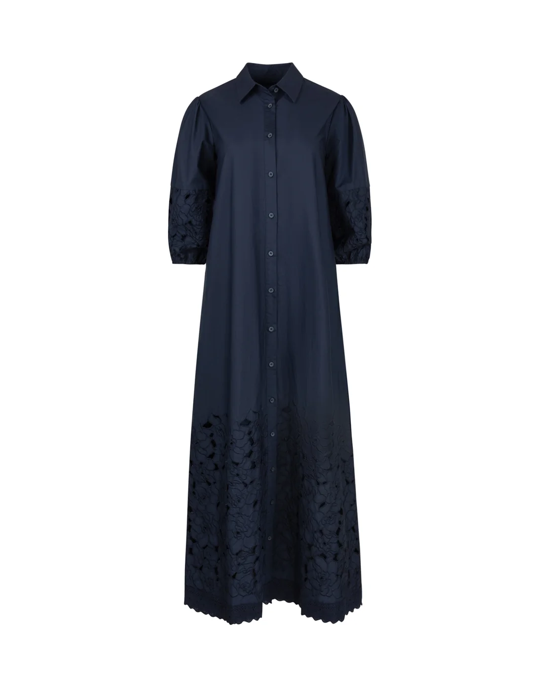 Floral Cutwork Poplin Dress