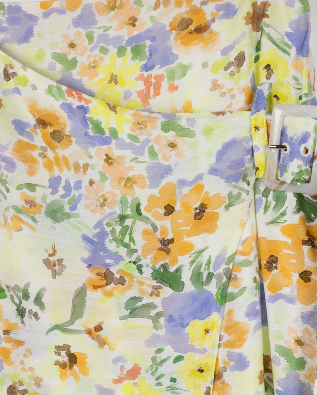 Floral Printed Button Wrap Skirt - Image 2