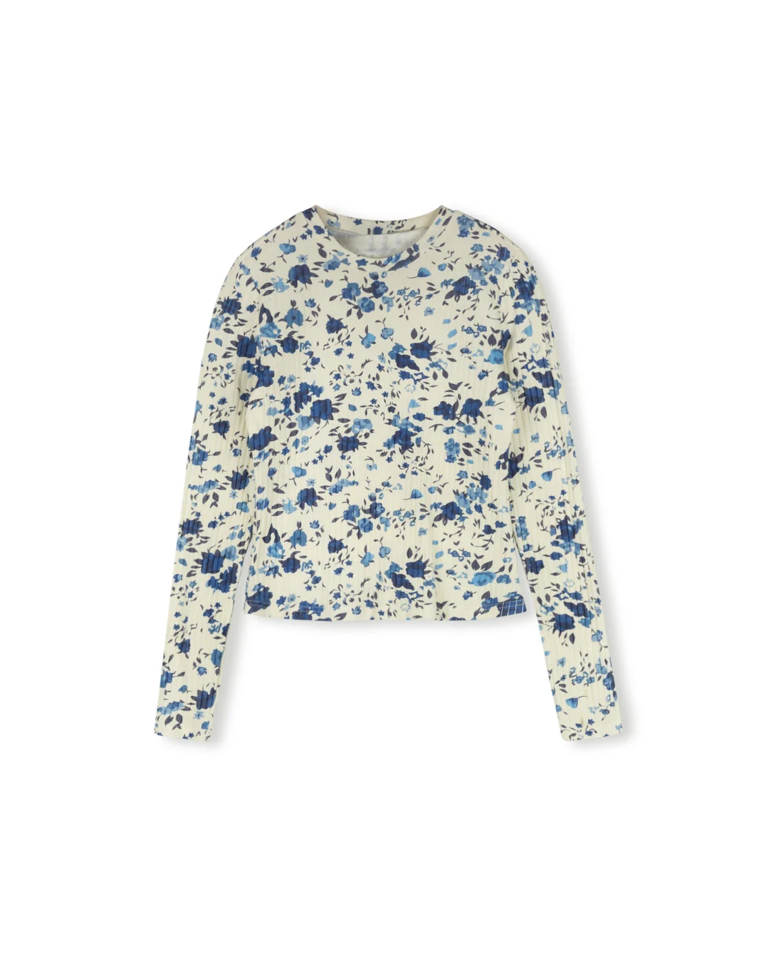 Floral Printed Ribbed Tee - Image 3