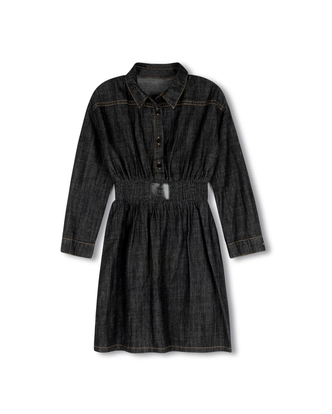 Folded Cuff Waisted Denim Dress