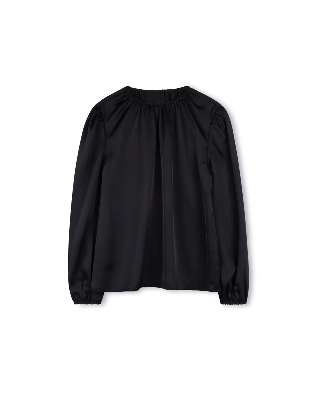Gathered Crewneck Silk Blouse - Image 2