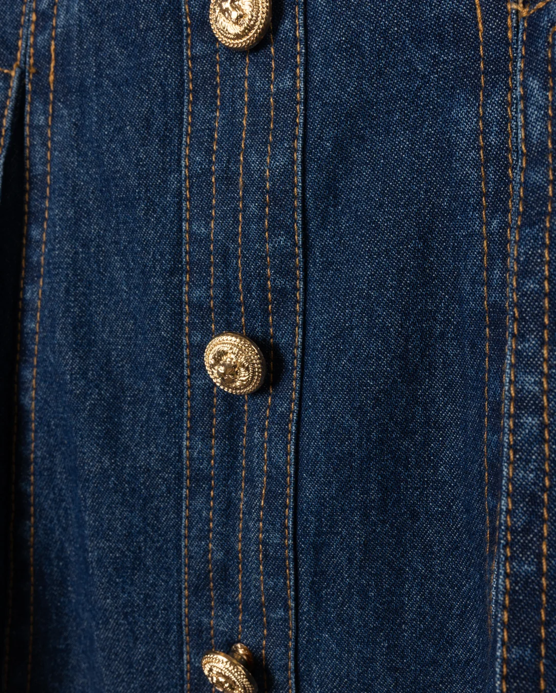 Gold Button Denim Skirt - Image 2