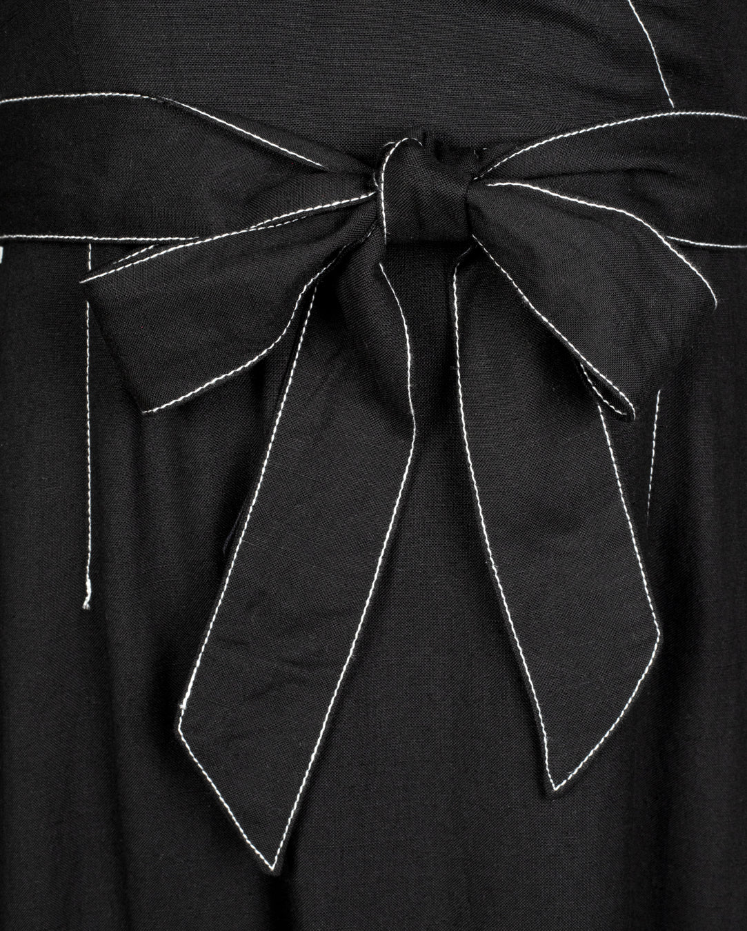 Linen Wrap Dress With Contrast Stitching - Image 2