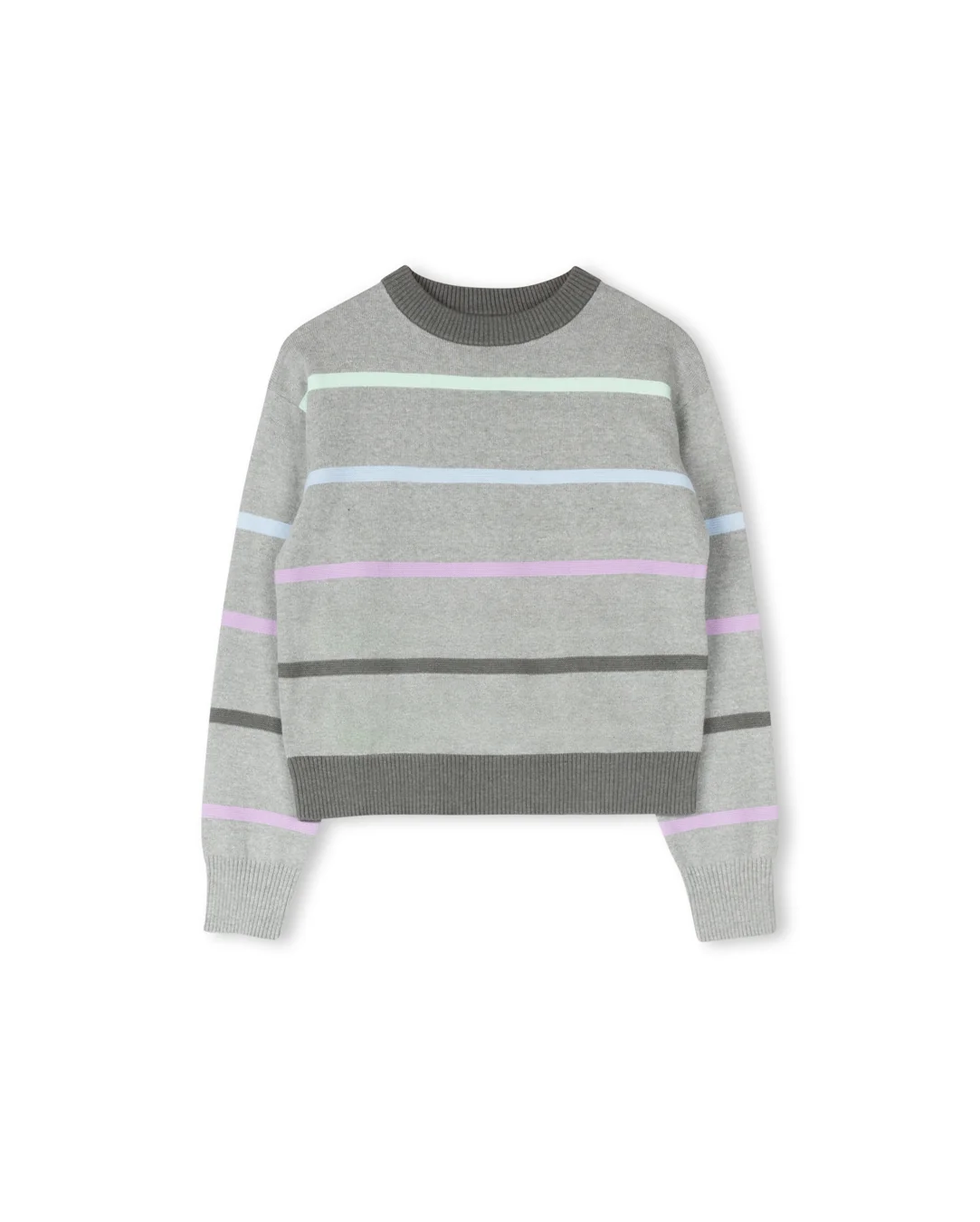 Multi Color Stripe Crew Neck
