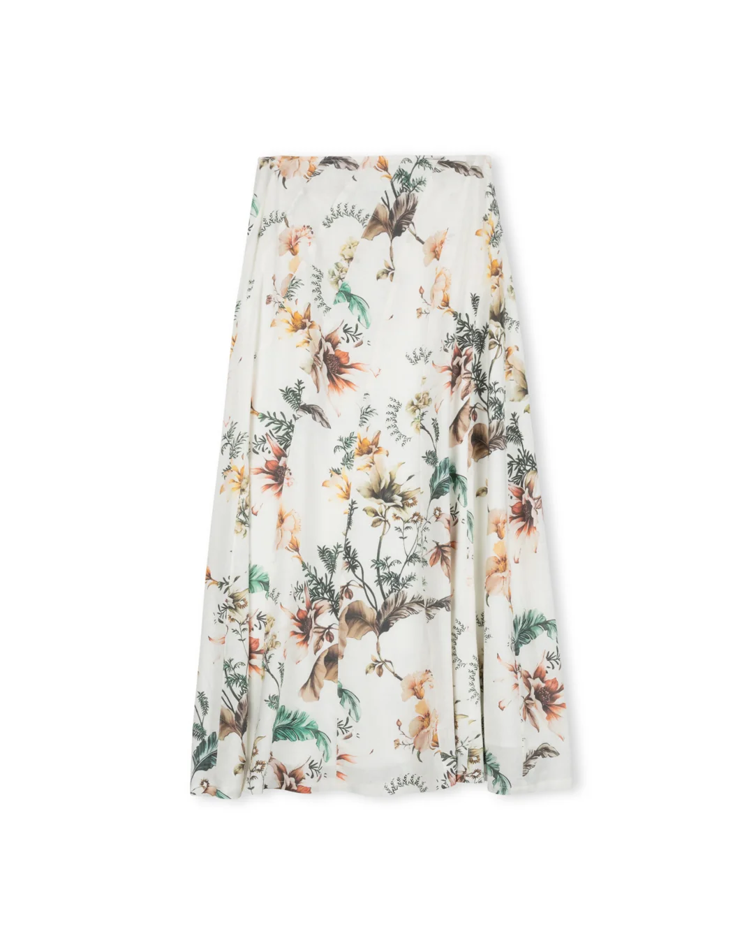 Pane Paneled Linen Floral Skirt