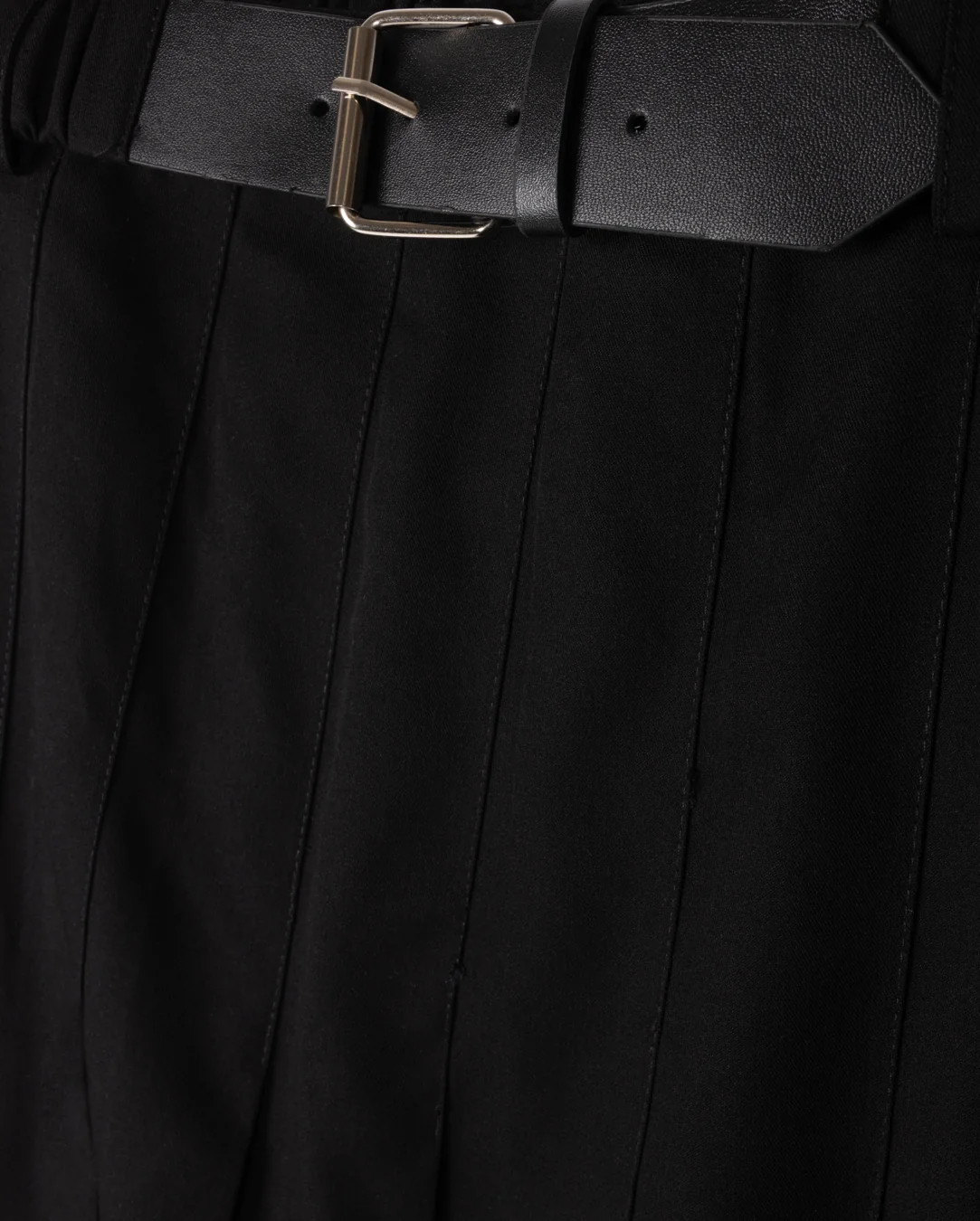 Pleated Belted Wool Skirt - Image 4