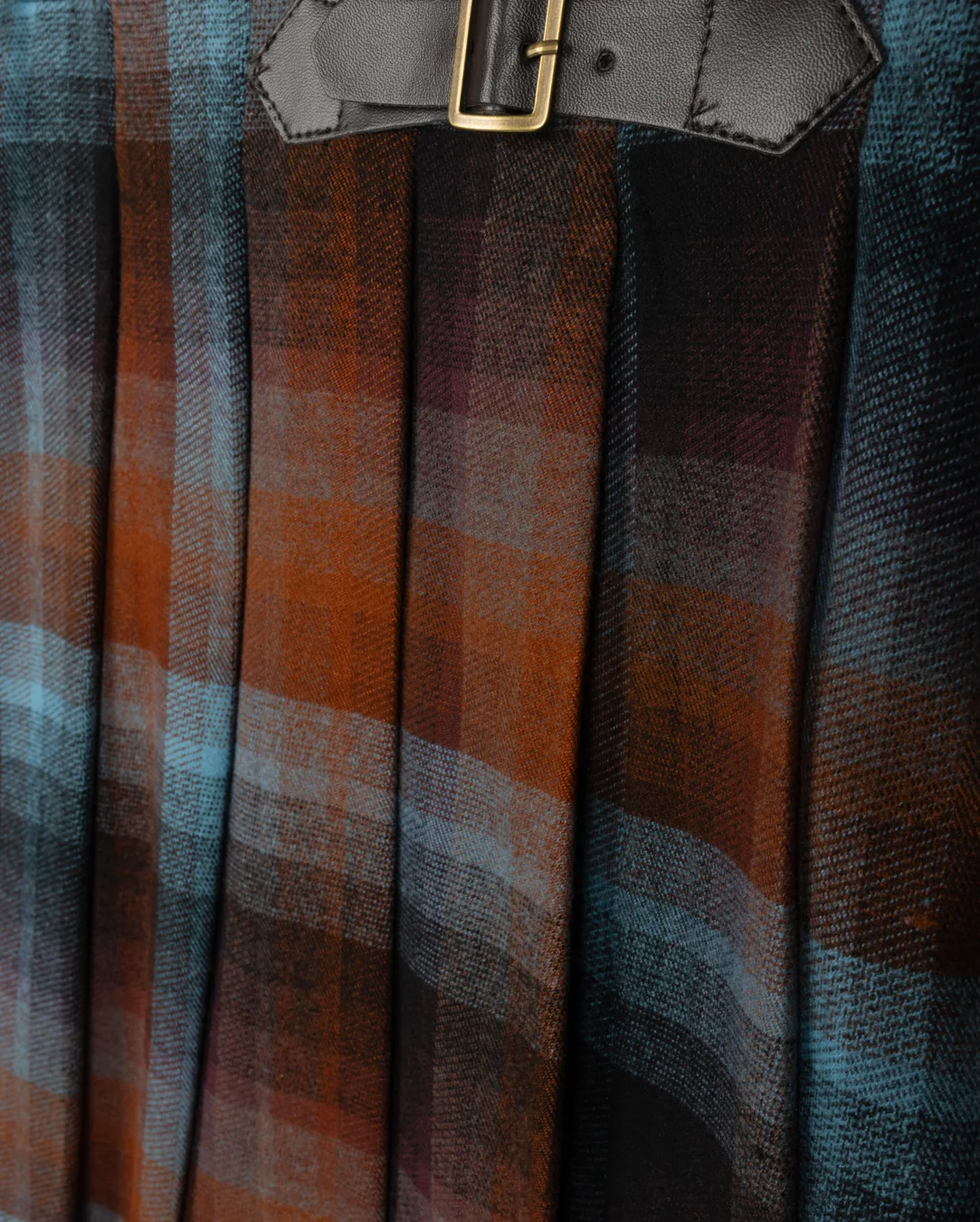 Pleated Plaid Buckle Skirt - Image 2