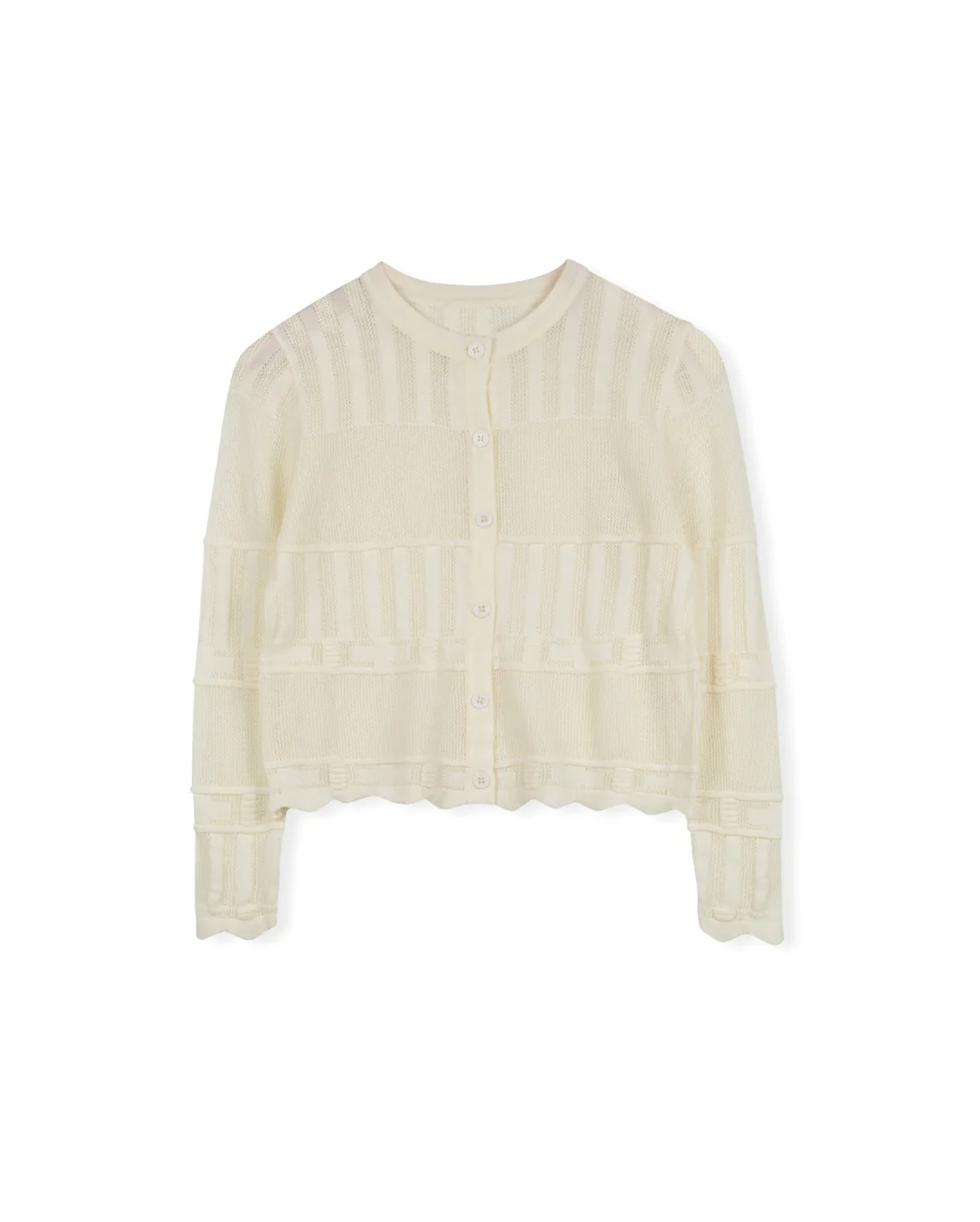 Pointelle Scalloped Cardigan - Image 3