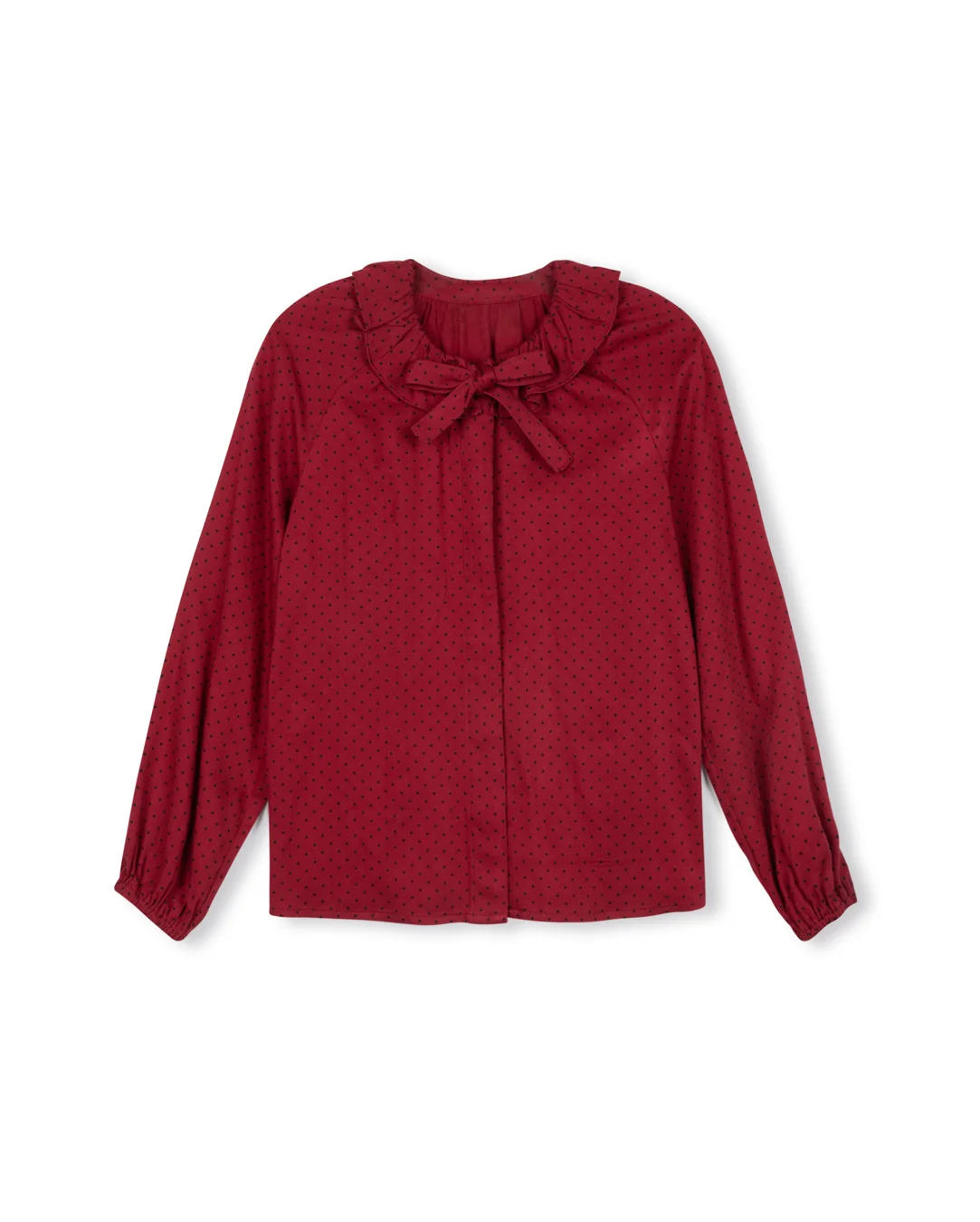 Polka Dot Ruffle Collar Blouse