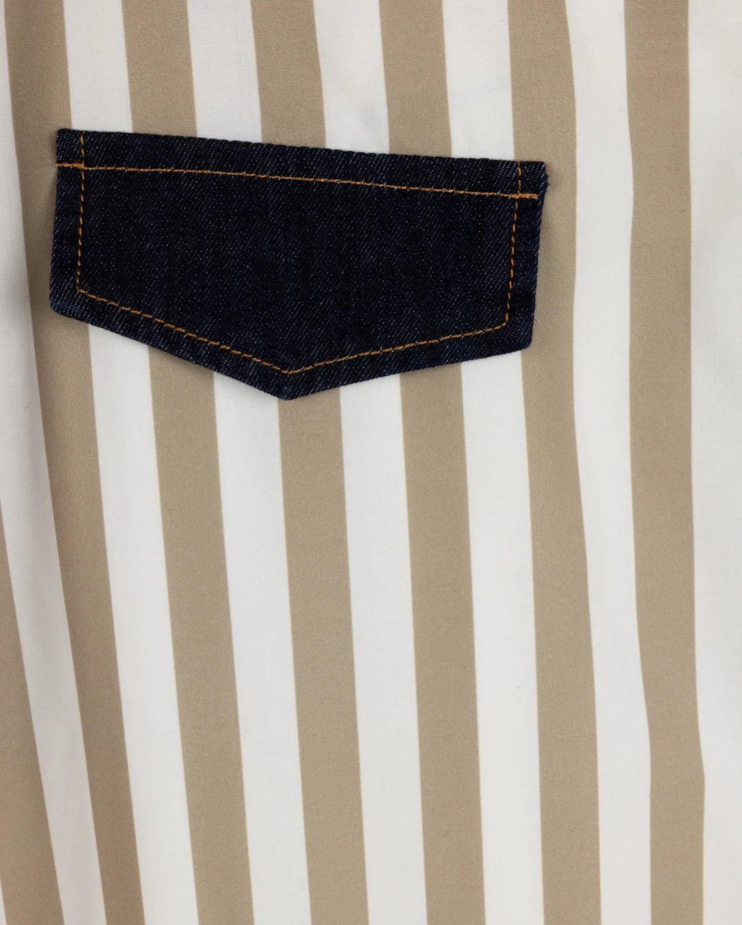 Poplin And Denim Striped Pencil Skirt - Image 2