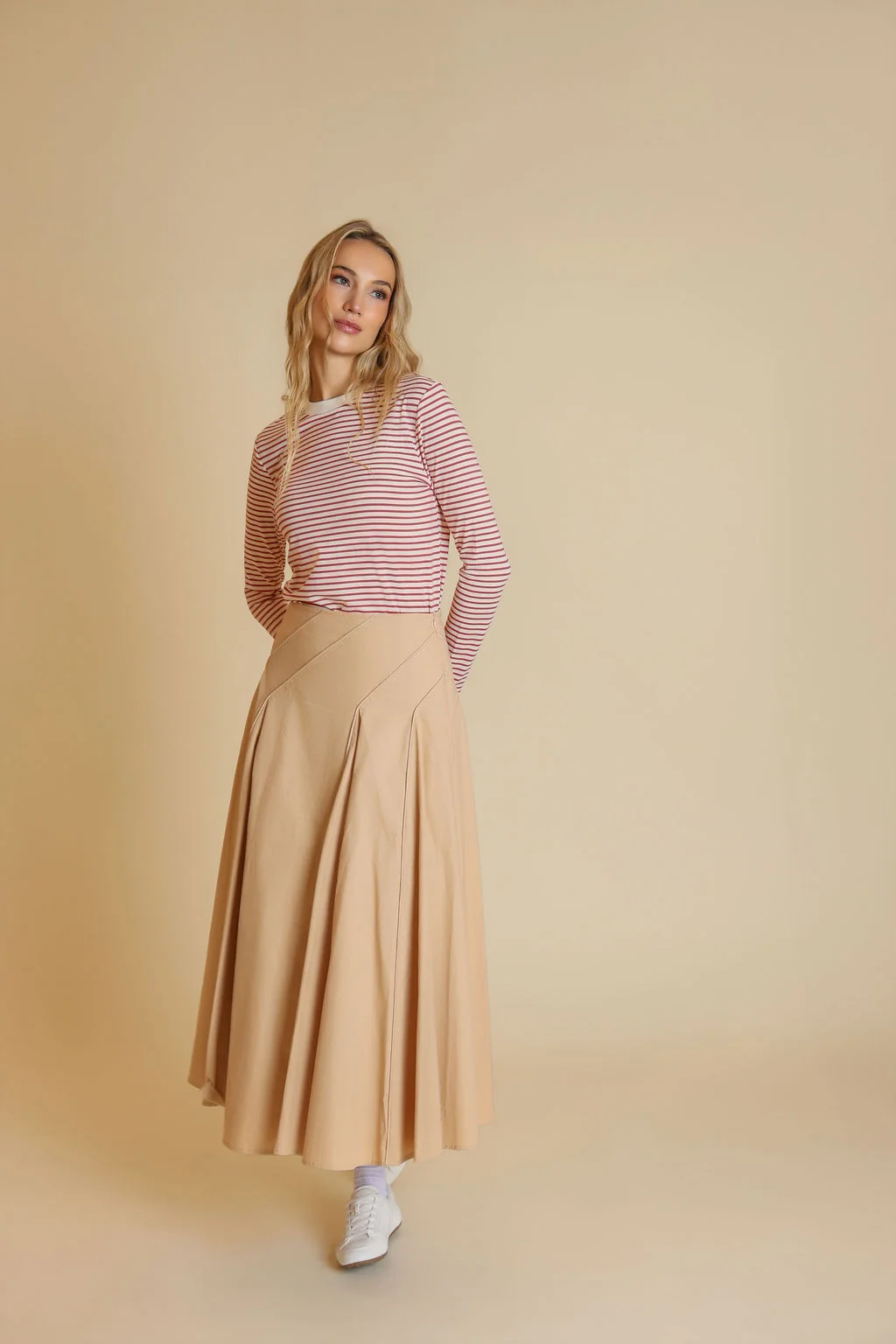 Poplin Stitched Detail Maxi Skirt - Image 3