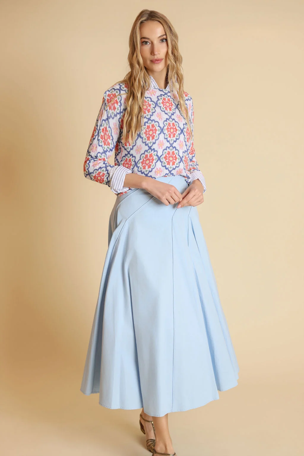 Poplin Stitched Detail Maxi Skirt - Image 4