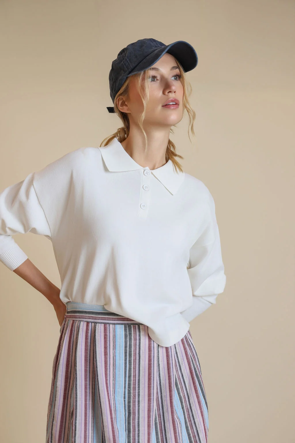 Poplin Stripe Maxi Pleat Skirt - Image 2