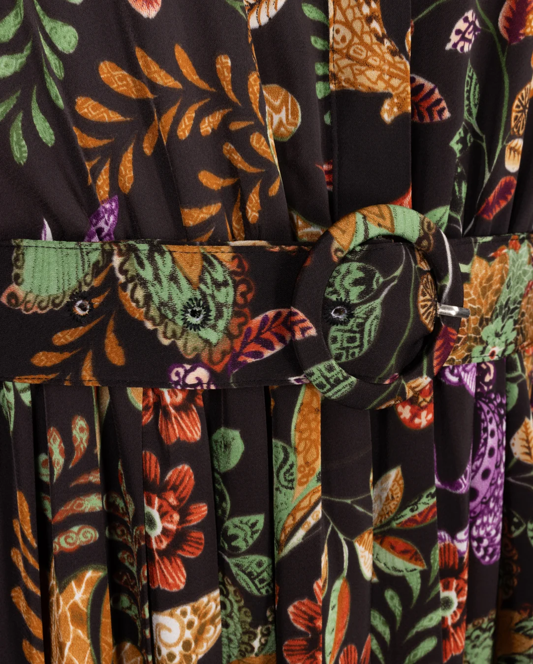 Printed Covered Placket Pleated Maxi Dress - Image 2