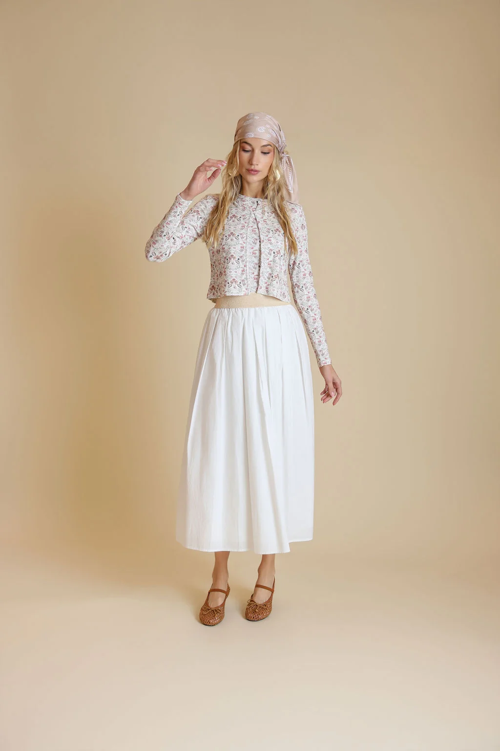 Raffia Waist Poplin Skirt - Image 4