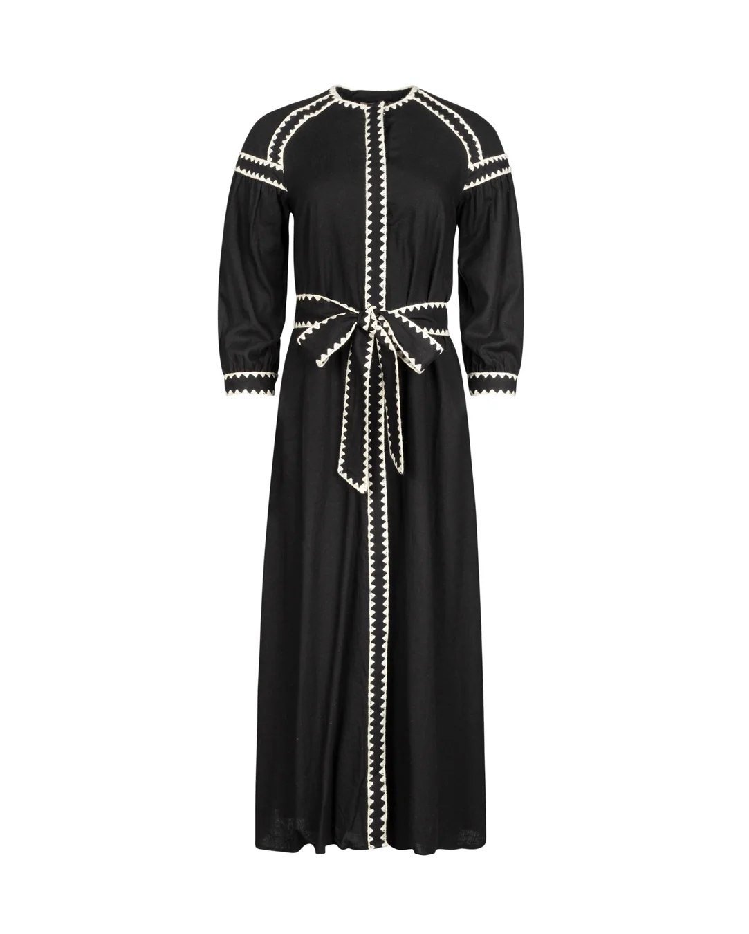Scallop Trim Belt Dress