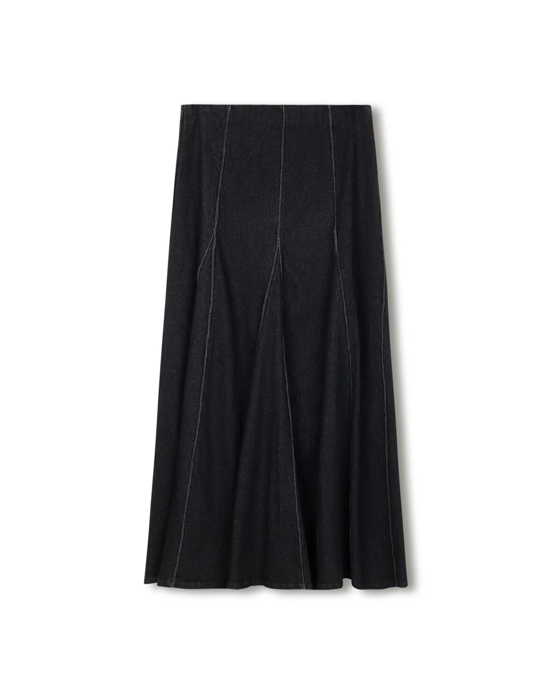 Seamed Denim Maxi Skirt
