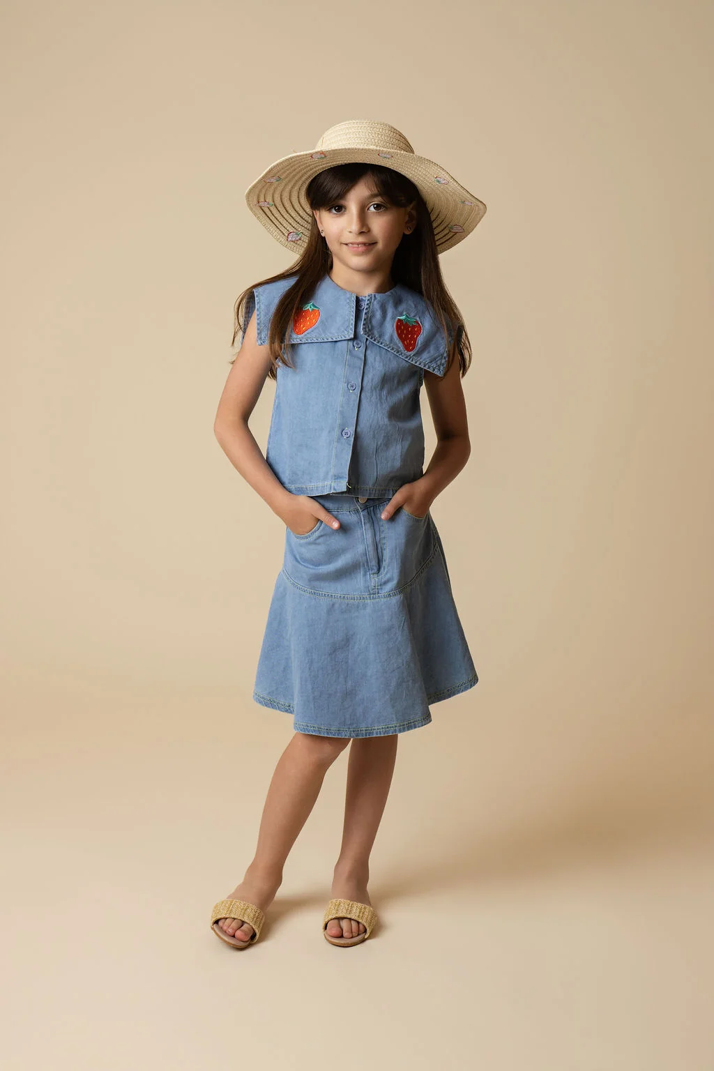 Tate Strawberry Denim Skirt - Image 3