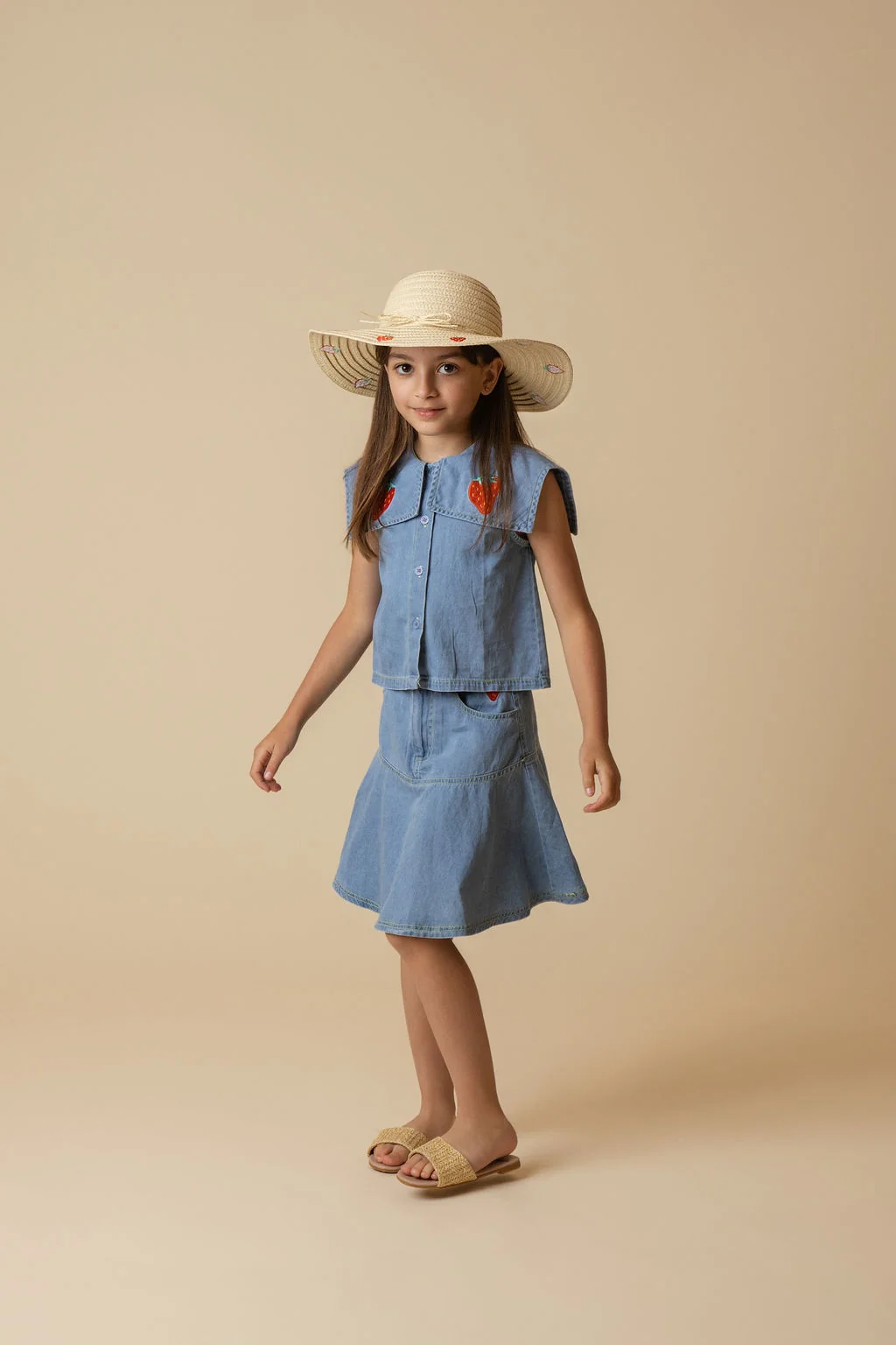 Tate Strawberry Denim Skirt - Image 4