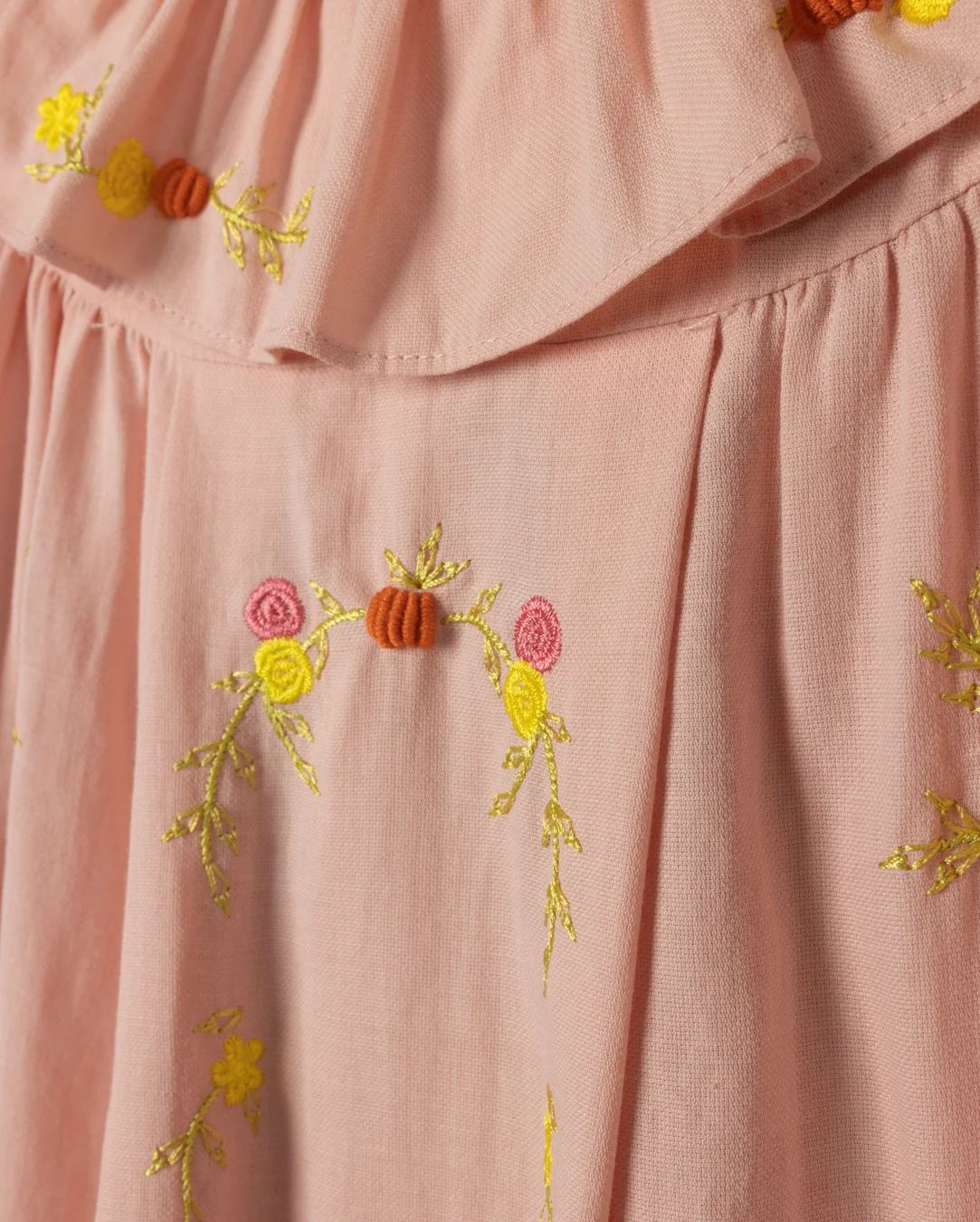Textured Cotton Ruffle Collar Dress - Image 2
