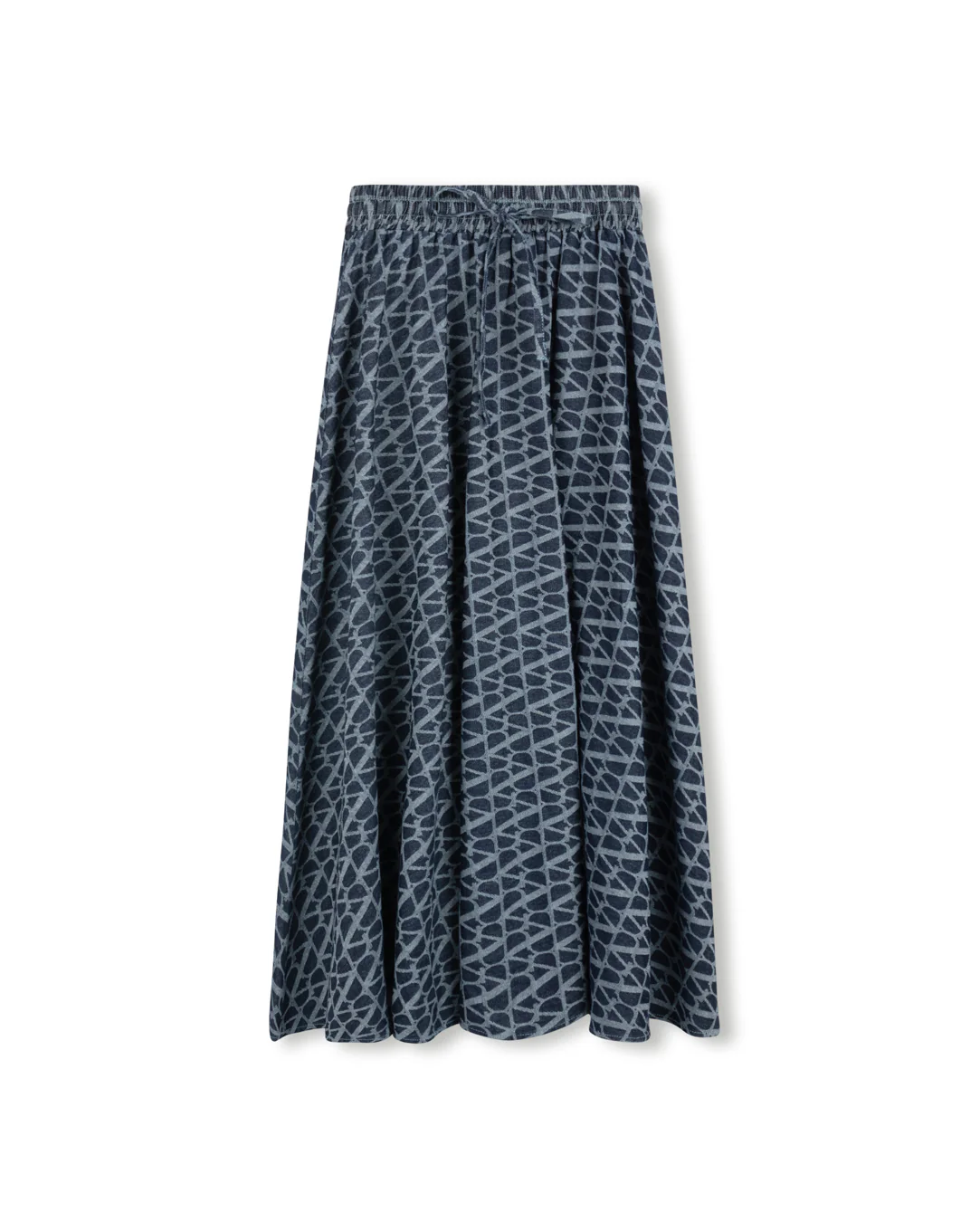 Textured Denim Drawstring Skirt