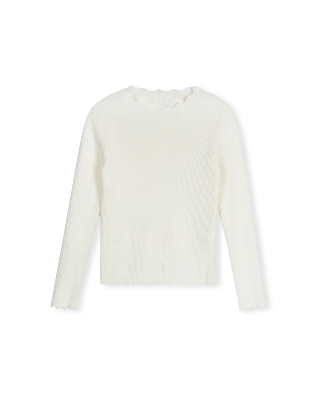 Thin Ribbed Scalloped Trim Sweater - Image 6