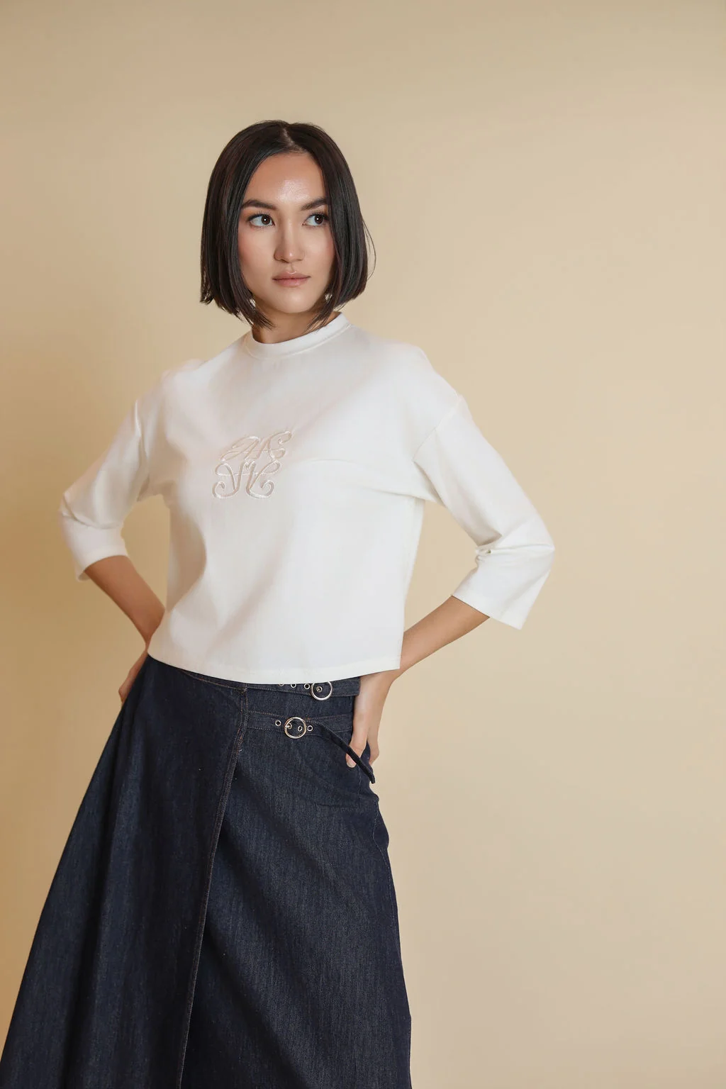 Three Quarter Sleeve Cropped Tee - Image 5