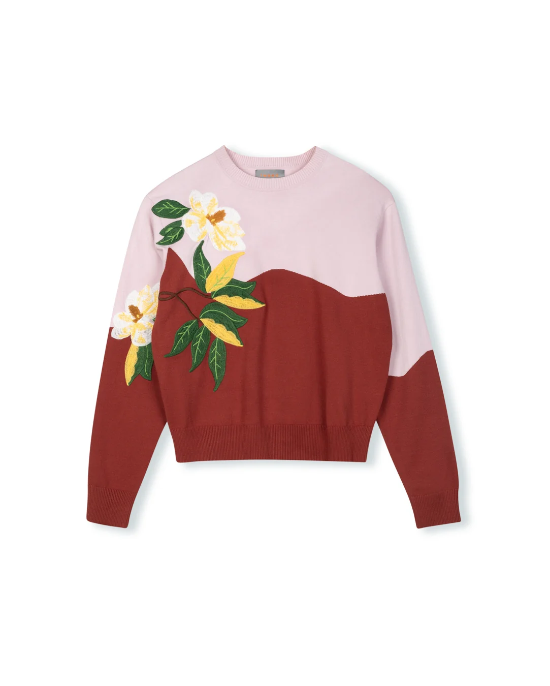 Two Tone Heavy Flower Sweater