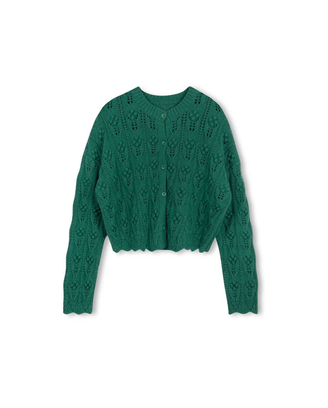 V-Neck Bubble Flower Cardigan - Image 3