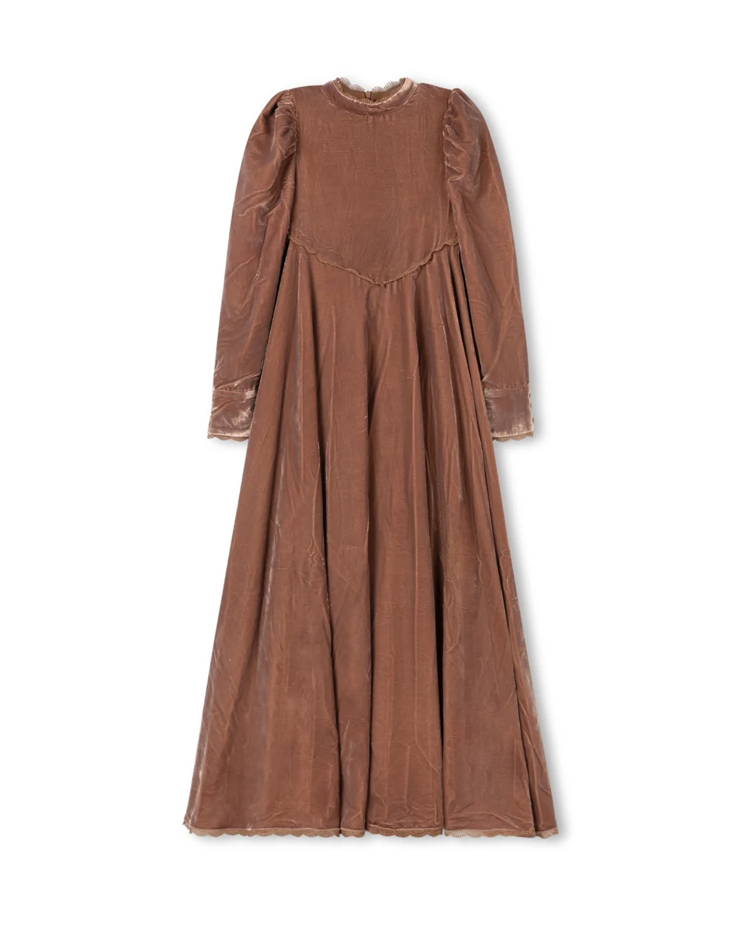Velour And Lace Trimming Dress