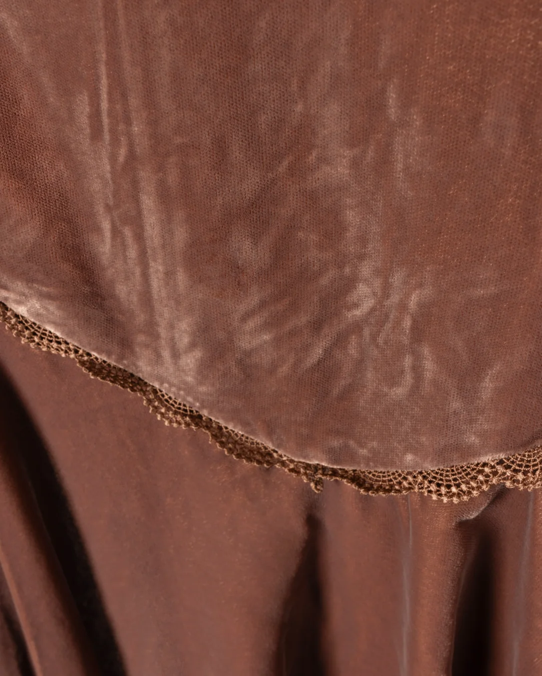 Velour And Lace Trimming Dress - Image 2