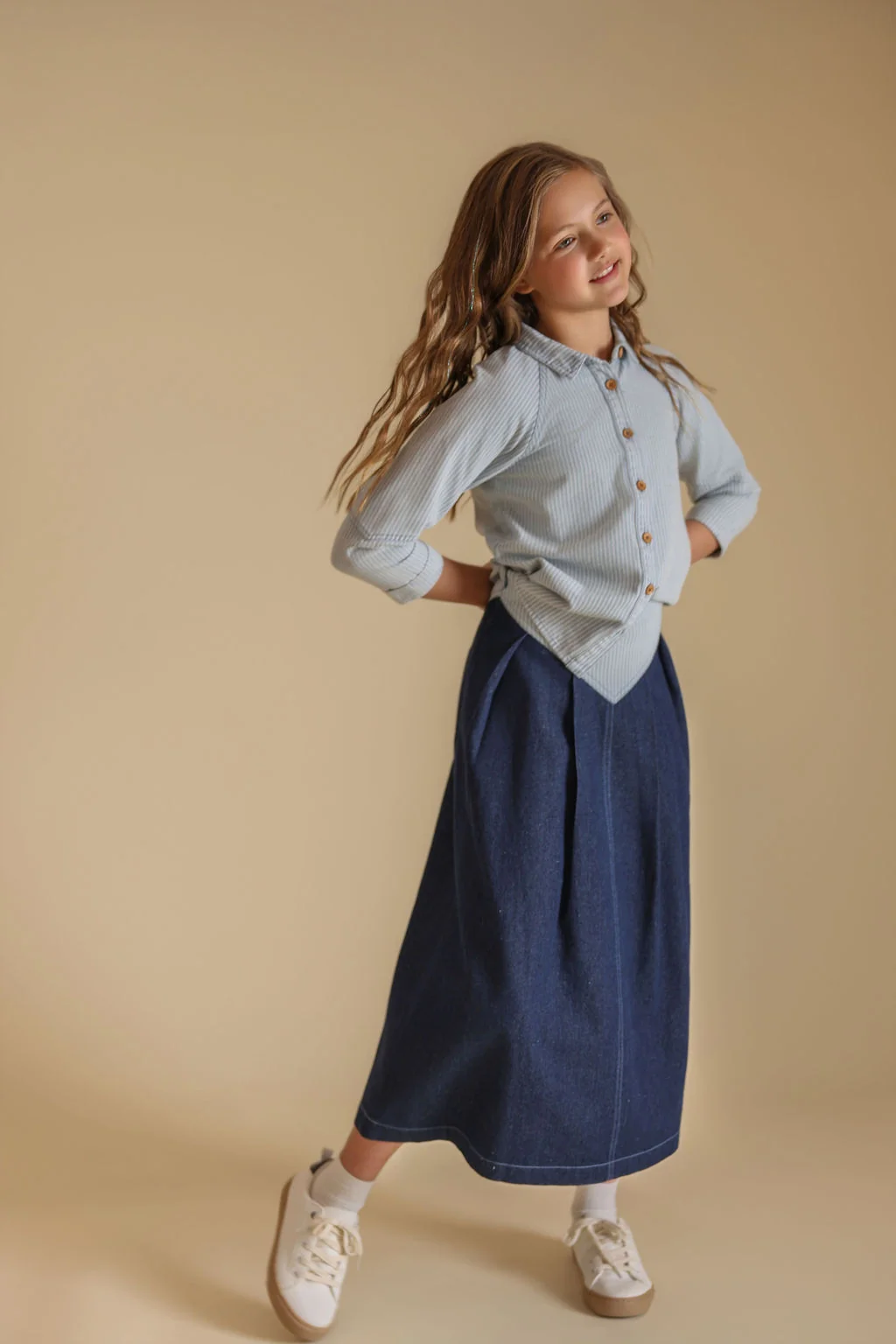 Zeno Striped And Solid Midi Skirt - Image 3